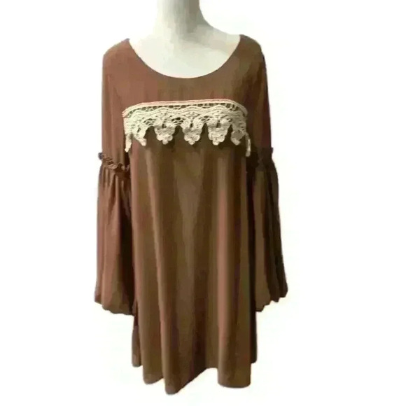 Entro Peasant Style Bohemian Lace Dress - Picture 1 of 6